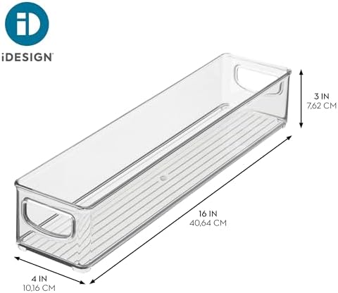 iDesign Slim Clear Plastic Storage Bin, Extra Long Narrow, 4-Pack - Image 4