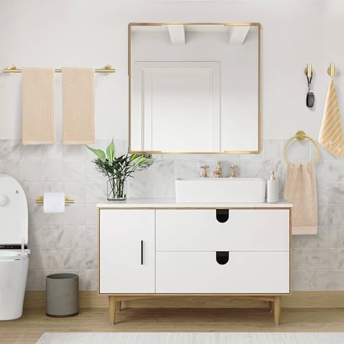 10 Pieces Brushed Gold Bathroom Hardware Towel Bar Set for Bathroom Wall, 23.6Inch Bathroom Accessories Set Upgraded Bathroom Towel Holder, Stainless Steel Towel Racks Bathroom Wall Mounted - Image 7