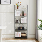 DUMOS 5 Tiers Open Bookshelf, Classic Freestanding Tall Display Shelf - Image 2