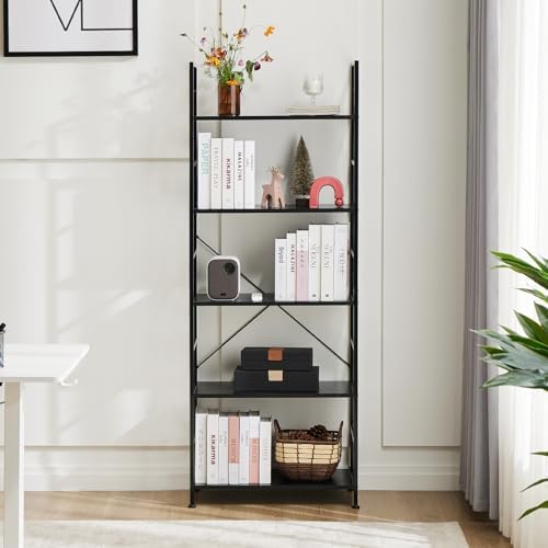 DUMOS 5 Tiers Open Bookshelf, Classic Freestanding Tall Display Shelf - Image 2