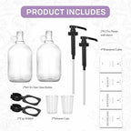 2 Pcs Glass Liquid Laundry Detergent Dispenser with Cup Holders, Half Gallon Dispenser for Laundry Room (64 oz. Each), Laundry Detergent Bottles with Pump Dispenser - (Black Pumps) - Image 3