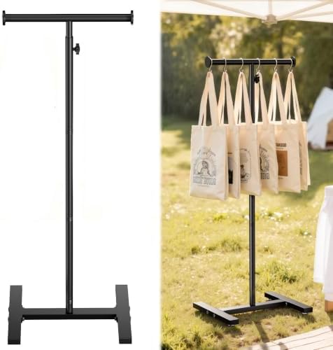56" Shopping Bag Rack Stand, Adjustable Freestanding Tote Bag Display for Retail Store, Boutique, Entryway & Hallway, Holds Up to 22 lbs, Black by Josmimic