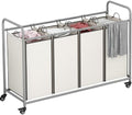 LINZINAR 4 Section Laundry Hamper, Beige Laundry Basket 180L Laundry Sorter by LINZINAR