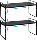 15.5 to 25.5 Inch Expandable Kitchen Cabinet Organizer Shelf, 2 Pack 30 LBS Heavy Duty Adjustable Kitchen Counter Storage Shelves Organizers,Stackable Small Storage Shelf Rack For Cabinet Cupboard by X-cosrack