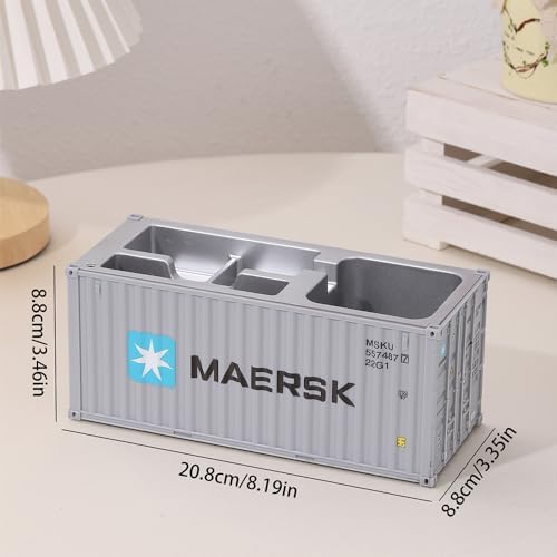 Desk Organizer Office Supplies Multi-function Shipping Container Storage Box Pen/Pencil,Business Name Cards Remote Control Holder Gray, Pen and Pencil Shipping Container Style Holders (Grey) - Image 3