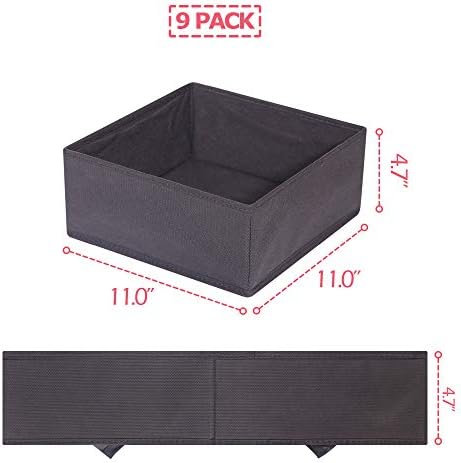 DIOMMELL 9 Pack Foldable Cloth Storage Box Closet Dresser Drawer Organizer Fabric Baskets Bins Containers Divider for Clothes Underwear Bras Socks Clothing, Dark Grey 900 - Image 2