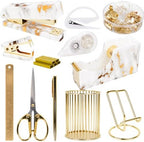 Office Desk Supplies Accessories Women - Women Marble Desk Decor Set Gold by ChezAbbey