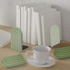 Whaline 4 Pcs Boho Wooden Arch Bookends, Sage Green Rainbow, 4 Colors - Image 6