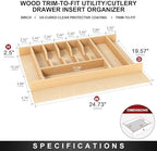 Clikuutory Natural Birch Wood Utensil Drawer Insert Organizer with 10 Compartments, Space-Saving Sturdy Drop-In Cutlery Divider Tray, Kitchen Cabinet Storage for Silverware, Spoons, Forks and Knives - Image 2