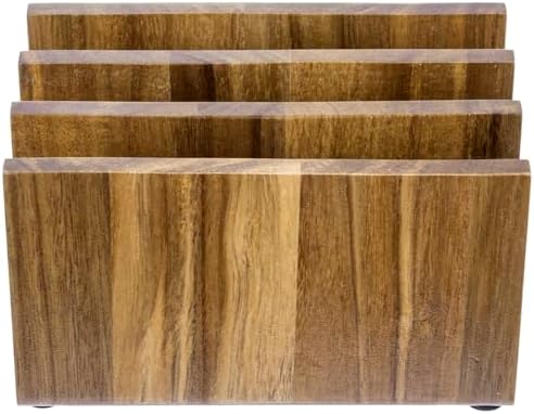 MyGift 3 Slot Premium Acacia Solid Wood Mail Holder, Entryway Countertop Letter Organizer, Office Desktop File Sorter, Bill Divider, Envelope Storage Bin - Image 6