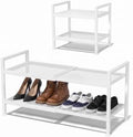 Expandable Shoe Rack for Closet, Entryway, Shoe Storage, 2-Tier, White by Unknown