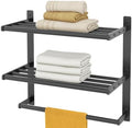 Bethom Bathroom Towel Rack with Bars, 16 Inch Towel Shelf, Matte Black by Bethom