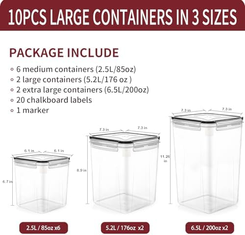 PRAKI 10 PCS Flour Sugar Storage Containers for Organizers and Storage - Image 2