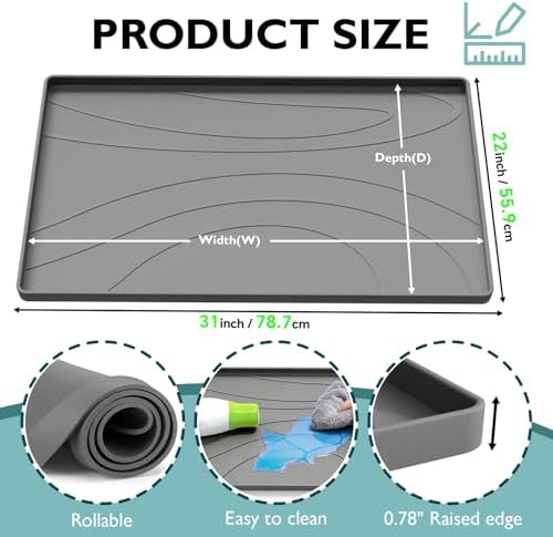 Under Sink Mat 31" x 22", Silicone Under Sink Liner for Kitchen and Bathroom, Waterproof Cabinet Protector Drip Tray, Protects Cabinets from Leaks and Spills - Image 2