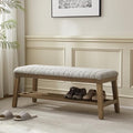 VKNOW Entryway Bench, Storage Shoe Bench with Rubberwood Legs, Beige by VKNOW