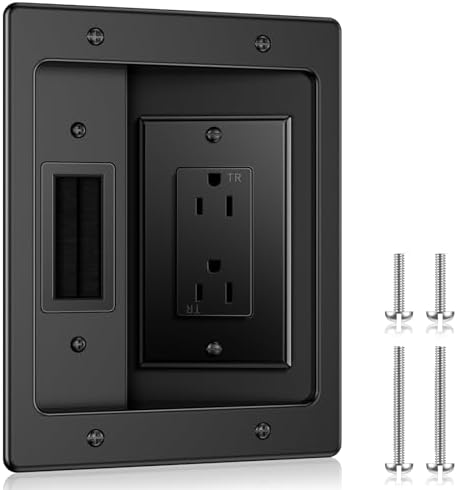 ELECPOW in Wall Cable Management Kit, Hide TV Power Cables & Low Voltage Wires Behind The Wall, Recessed Outlet for Wall Mounting TV-Black by FindAllYouNeedFromELECPOW