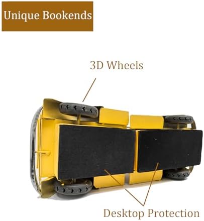 Decorative Book Ends Vintage Bookends: Metal Truck Book Stopper for Kid Books for Grandson Men Teen - Farmhouse Decor for Bookcase Shelf Table Coffee Bar Office Home Yellow - Image 4