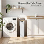 efluky Slim Laundry Basket with Lid, Narrow Laundry Hamper with Removable Bag, Skinny Dirty Clothes Basket with Bamboo Handles for Bathroom, Bedroom & Laundry Room, 75L White - Image 6