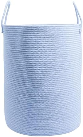 XUANGUO Cotton Rope Laundry Basket Hamper for Clothes, large light blue by XUANGUO