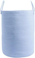 XUANGUO Cotton Rope Laundry Basket Hamper for Clothes, large light blue by XUANGUO