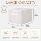 WUIKE Fabric Storage Bins with Lids, Beige, Extra Large, 3-Pack - Image 2