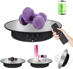 7.9" Mirror Motorized Rotating Display Stand Turntable with Remote & Battery Operated 17.6 LB,Photography Turntable Rotating Platform Lazy Susan (Black) by ZLMONDEE