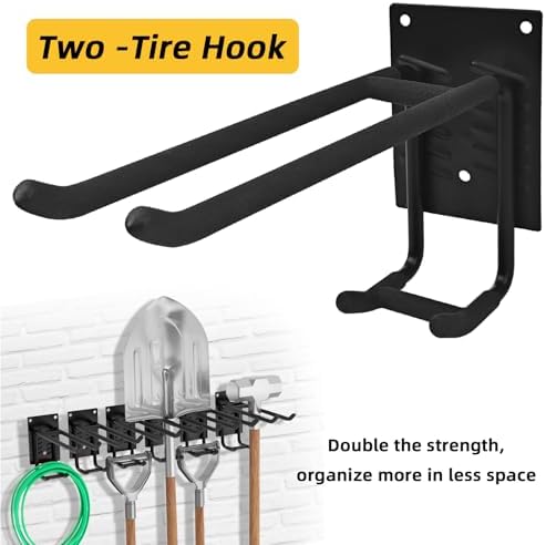 6 Pack Garage Hooks Heavy Duty Steel 10” Garage Storage Hooks Two-Tire Wall Hooks for Organizing Tools Ladders Tires Bikes Garden - Image 4