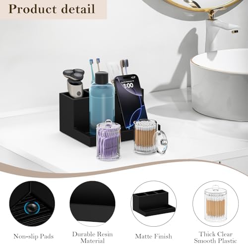 Cotton Swab Holder with Lid, Toothbrush Holder for Bathroom with 2PCS Qtip Holder Dispenser, - Image 7