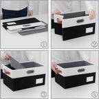 PRANDOM Foldable Storage Bins with Lids [3-Pack] Fabric Collapsible Storage Boxes Baskets Cubes Containers with Handles for Closet Living Room Bedroom (Black & White 14.9x9.8x9.8'') - Image 4