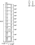 HOMEFORT 10-Tier Vertical Shoe Rack, Corner Shoe Tower, Slim Shoe Organizer with Two Hanging Hooks, Wooden Shoe Storage Stand for Entryway, Hallway, Closet (White) - Image 3