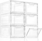 6 Pack Clear Storage Bins with Lids, 19 Qt Closet Organizers and Storage by Freebat