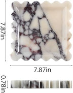 Scalloped Square Marble Decorative Tray, Natural Stone Vanity & Jewelry Tray, Trinket Organizer for Ring, Key, Dresser, Nightstand, Bathroom Counter & Kitchen Sink(Calacatta Viola) - Image 6