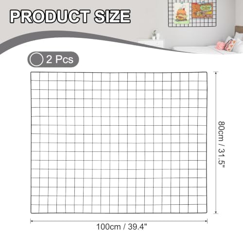 PATIKIL Wire Grid Panels Gridwall Panel 39" x 32" Black 2Pcs - Image 2
