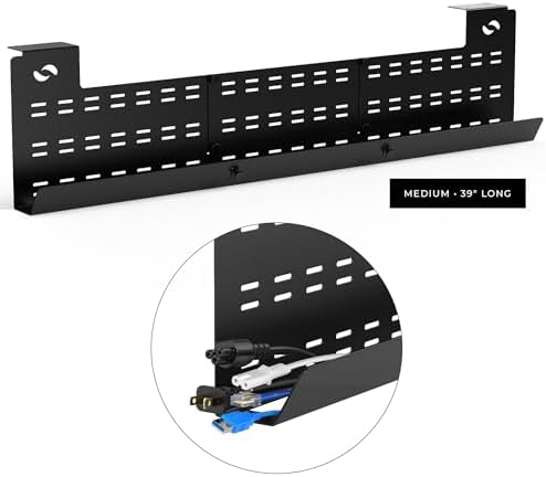 HumanCentric Under Desk Cable Management Tray & Cord Raceway, Black - Image 5