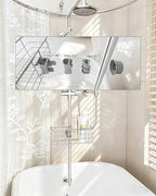 Shower Slide Bar Caddy Basket, Stainless Steel, 11 x 4.2 x 3.9 Inch, Adjustable Pole-Mounted Organizer for Shampoo and Body Wash - Image 4