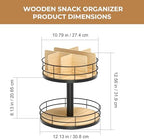 Snack Organizer - Versatile Snack Storage 2 Tier Lazy Susan with Convenient Grab-and-Go Design, Wood and Metal Snack Holder for Home, Office, Breakroom, 12.13" L x 12.13" W x 12.56" H - Image 3