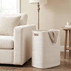 MEGASKET Large Laundry Hamper 16"x13"x22" - Tall Woven Laundry Basket, Cotton Rope Dirty Clothes Hamper, Baby Kids Nursery Wicker Laundry Basket, Bedroom Aesthetic, Soft Laundry Bin, White Hamper, 75L - Image 3
