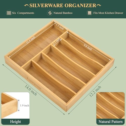 49-Piece Silverware Set with Bamboo Organizer,Flatware Utensil Set for 8 - Image 3