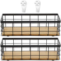 Set of 2 Small Wire Baskets, Narrow Black Metal Storage Bins for Bathroom Counter & Kitchen, Farmhouse Rustic Organizer Trays for Pantry, Office, RV, Countertop Decoration by Unknown