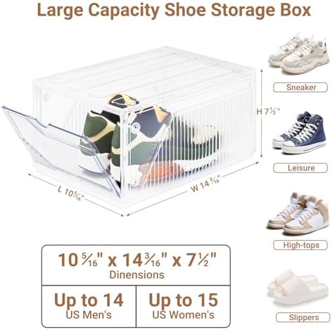 BROVIEW XX-Large Shoe Sneaker Storage Boxes for Size 14, 16 Pack Shoe Boxes - Image 2