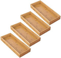 mDesign Wooden Bamboo Drawer Organizer - 15" Long Stackable Storage Box Tray for Kitchen Drawers/Cabinet - Utensil, Silverware, Spatula, and Flatware Holder - Echo Collection - 4 Pack, Natural Wood by mDesign