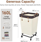 StorageWorks 160L Laundry Basket with Wheels, Rolling Hampers for Clothing - Image 3