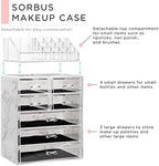 Sorbus Makeup Organizer, 7-Drawer Acrylic 2-Piece Set (Marble Print) - Image 4
