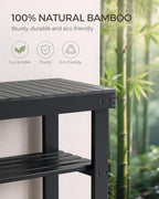 SMIBUY Bamboo Shoe Rack Bench, 3-Tier Shoe Organizer Storage Shelf for Entryway Hallway Bathroom Living Room (Black) - Image 5