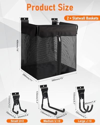 8 Pcs Slatwall Baskets Kit, Slatwall Accessories with Slat Wall Hooks - Image 2