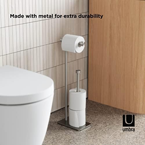 Umbra Cappa Toilet Paper Stand, Freestanding Metal with Reserve, Nickel - Image 4