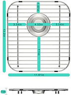 SANNO Sink Bottom Grid for Kitchen, Sink Protectors with Rear Drain Hole for Double Sink,Stainless Steel,13" L x 11.6" W - Image 2