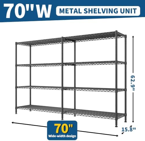 REIBII Metal Shelving, 70" W Space Saving&1240LBS Heavy Duty for Kitchen - Image 3