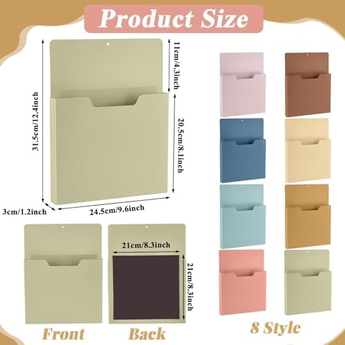 gisgfim 8 Pcs Magnetic Wall File Organizer Magnetic File Paper Holder Hanging Refrigerator Magazine Mail Holder for Planners Letters Documents Whiteboard Classroom Office Home (Boho,10 x 13 Inch) - Image 2