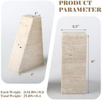 Karibiber Travertine Bookends for Heavy Books, Marble Decorative Bookends for Shelves, Heavy-Duty Stone Book Ends for Hardback Book & Cookbooks, Unique Book Stopper & Holder, Travertino Italy - Image 3